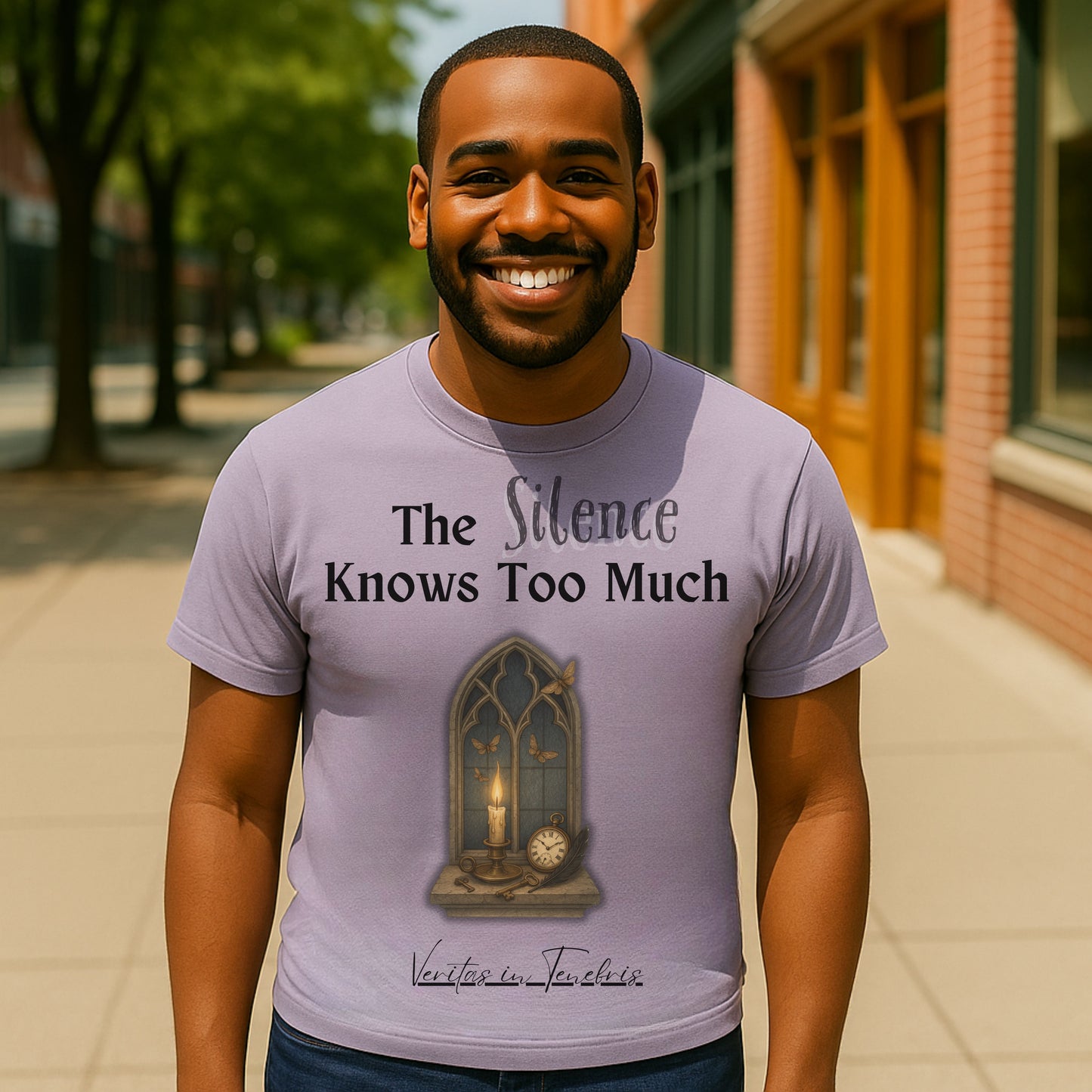 The Silence Knows Too Much T-Shirt – Dark Academia Candle & Clock Aesthetic Tee