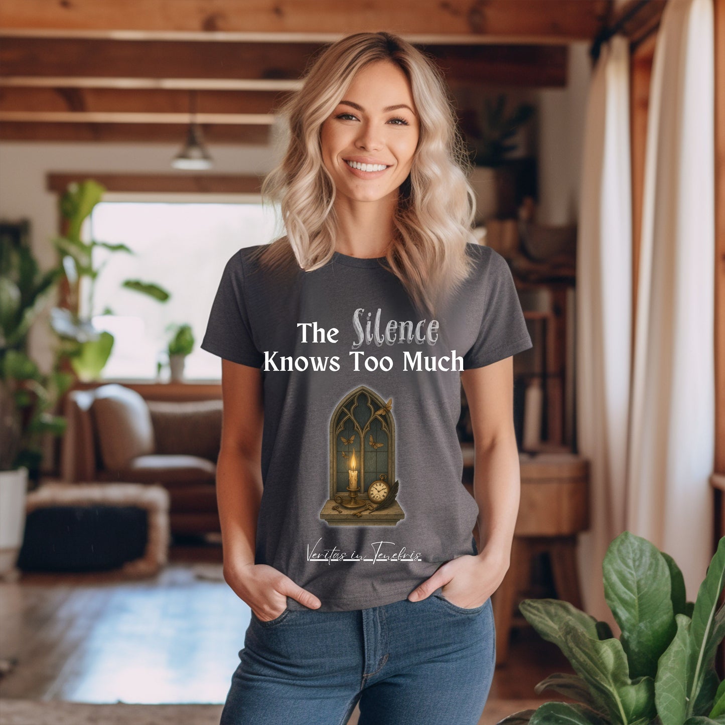 The Silence Knows Too Much T-Shirt – Dark Academia Candle & Clock Aesthetic Tee