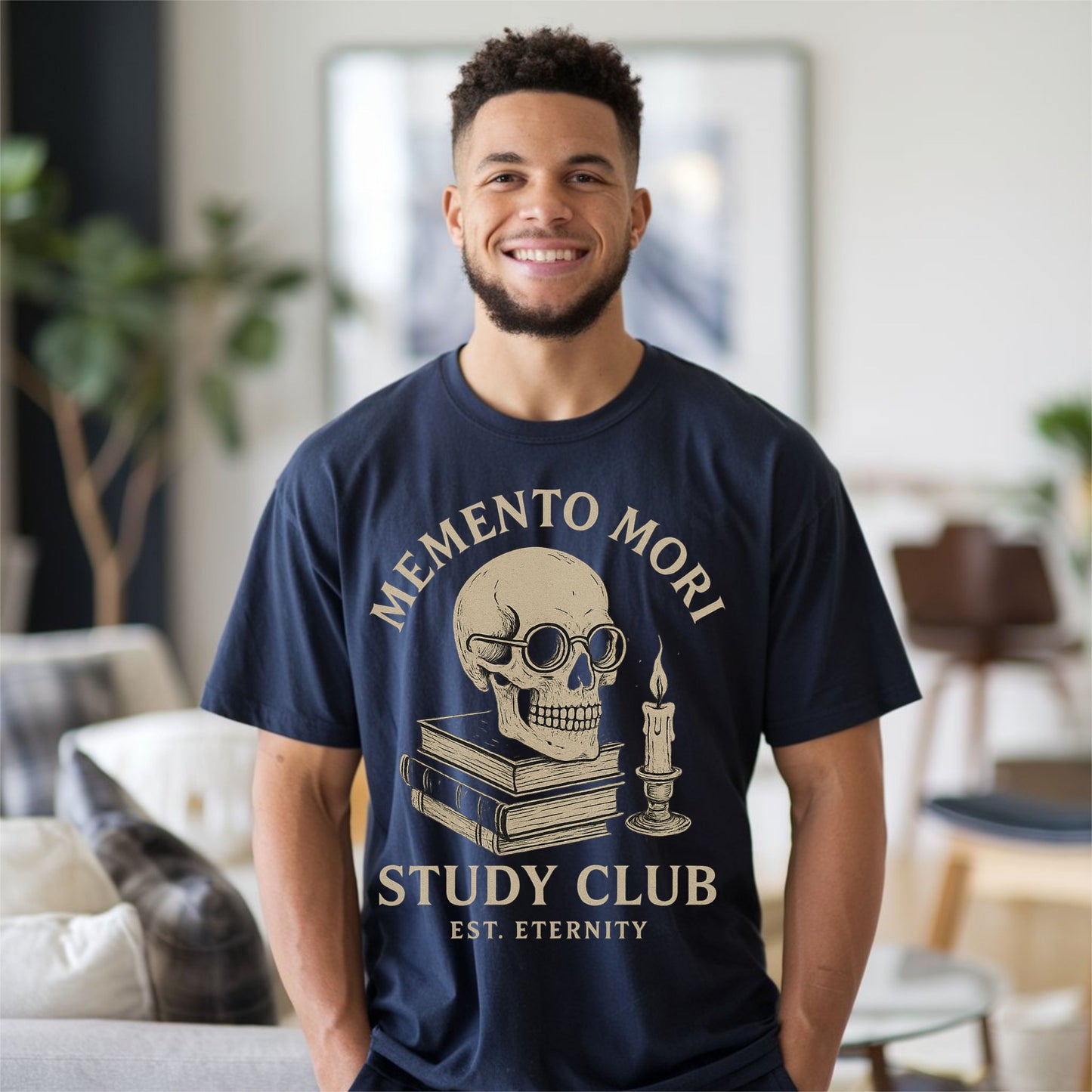 Memento Mori Study Club T-Shirt – Gothic Academia Skull Tee for Bookish Souls