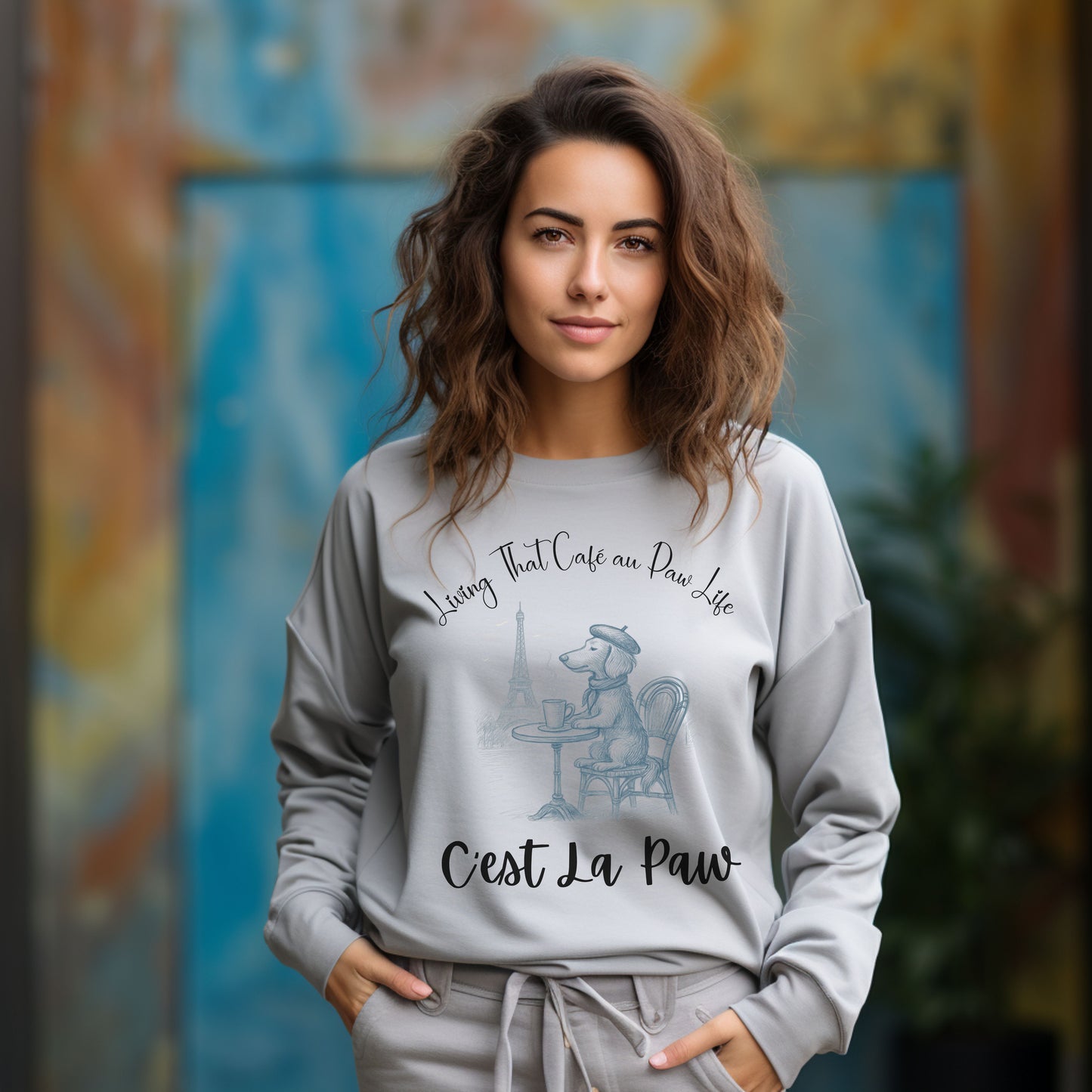 C'est La Paw – Paris Dog Long Sleeve T-Shirt, Cute French Café Pup Tee & Gift for Animal Lovers