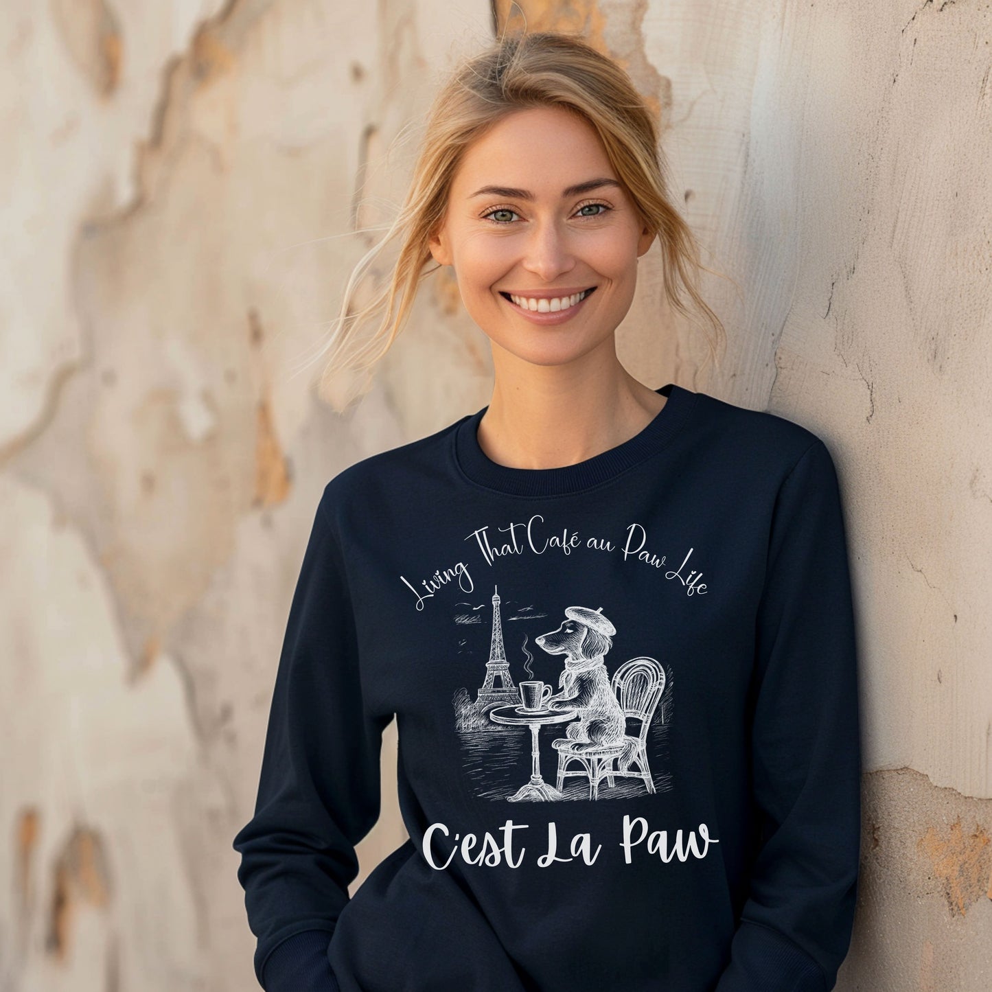 C'est La Paw – Paris Dog Long Sleeve T-Shirt, Cute French Café Pup Tee & Gift for Animal Lovers