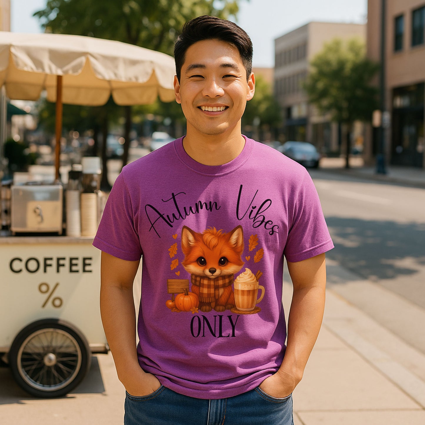 Autumn Vibes Only T-Shirt – Cute Fox Fall Shirt for Pumpkin Spice & Cozy Season Lovers