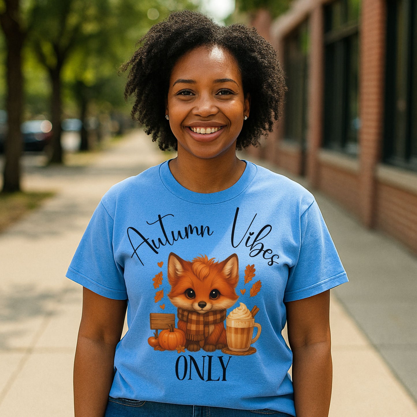 Autumn Vibes Only T-Shirt – Cute Fox Fall Shirt for Pumpkin Spice & Cozy Season Lovers