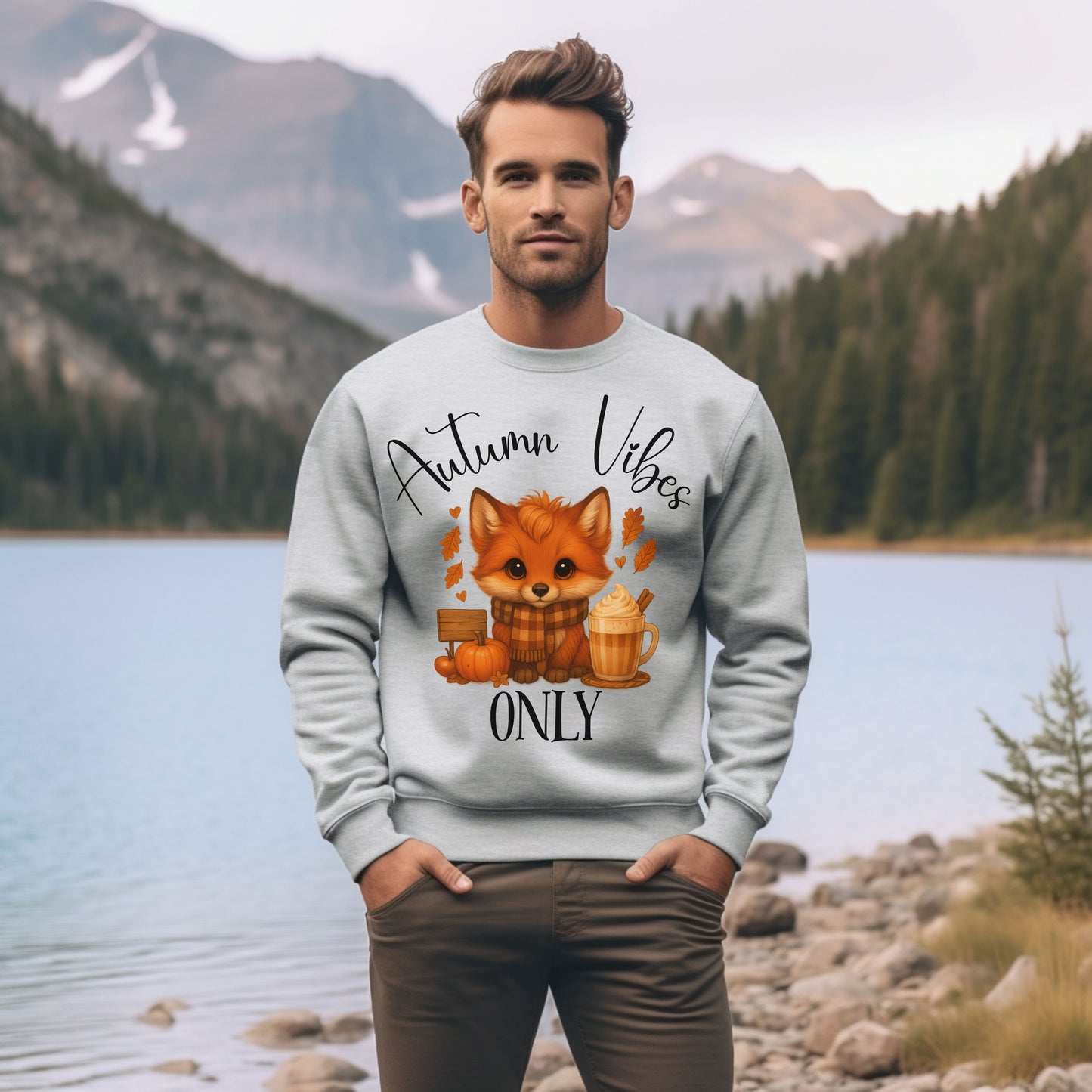 Autumn Vibes Only Sweatshirt – Cute Fox Fall Shirt for Pumpkin Spice & Cozy Season Lovers