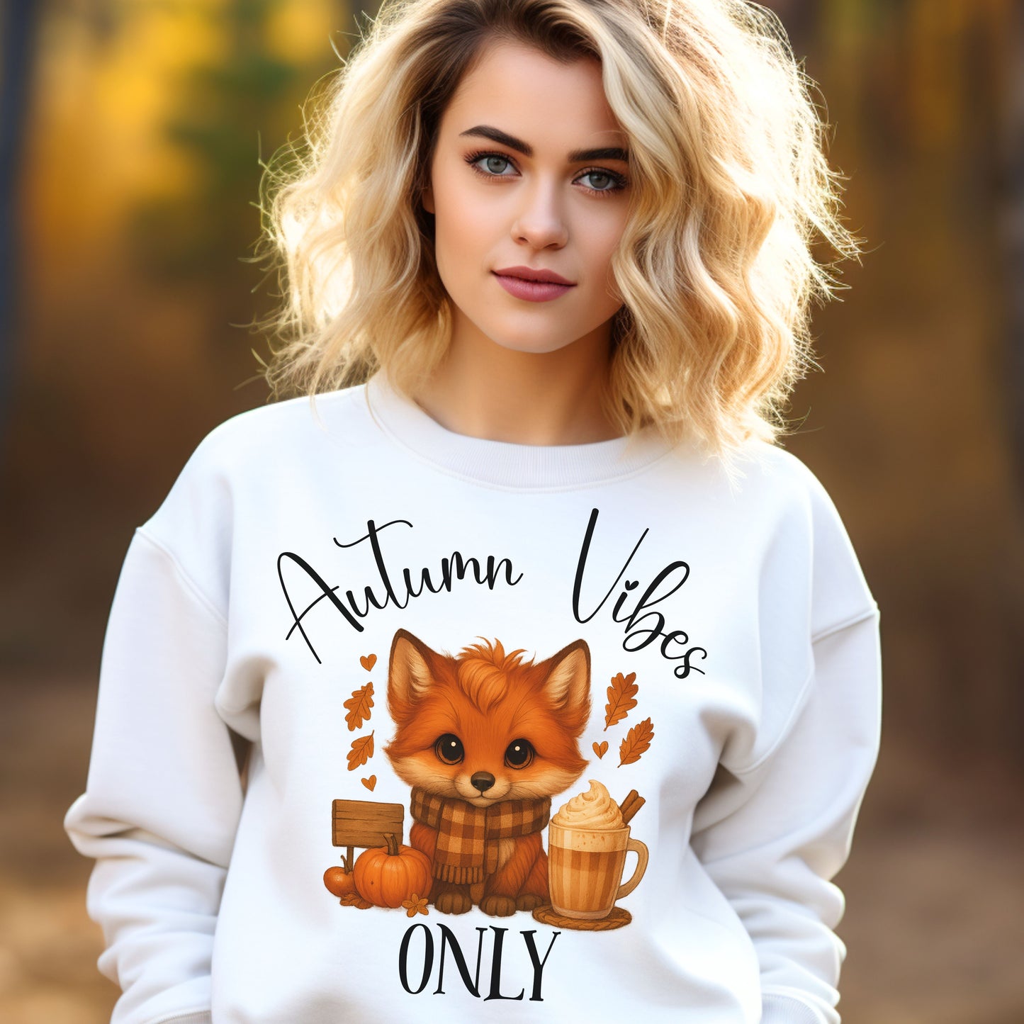 Autumn Vibes Only Sweatshirt – Cute Fox Fall Shirt for Pumpkin Spice & Cozy Season Lovers