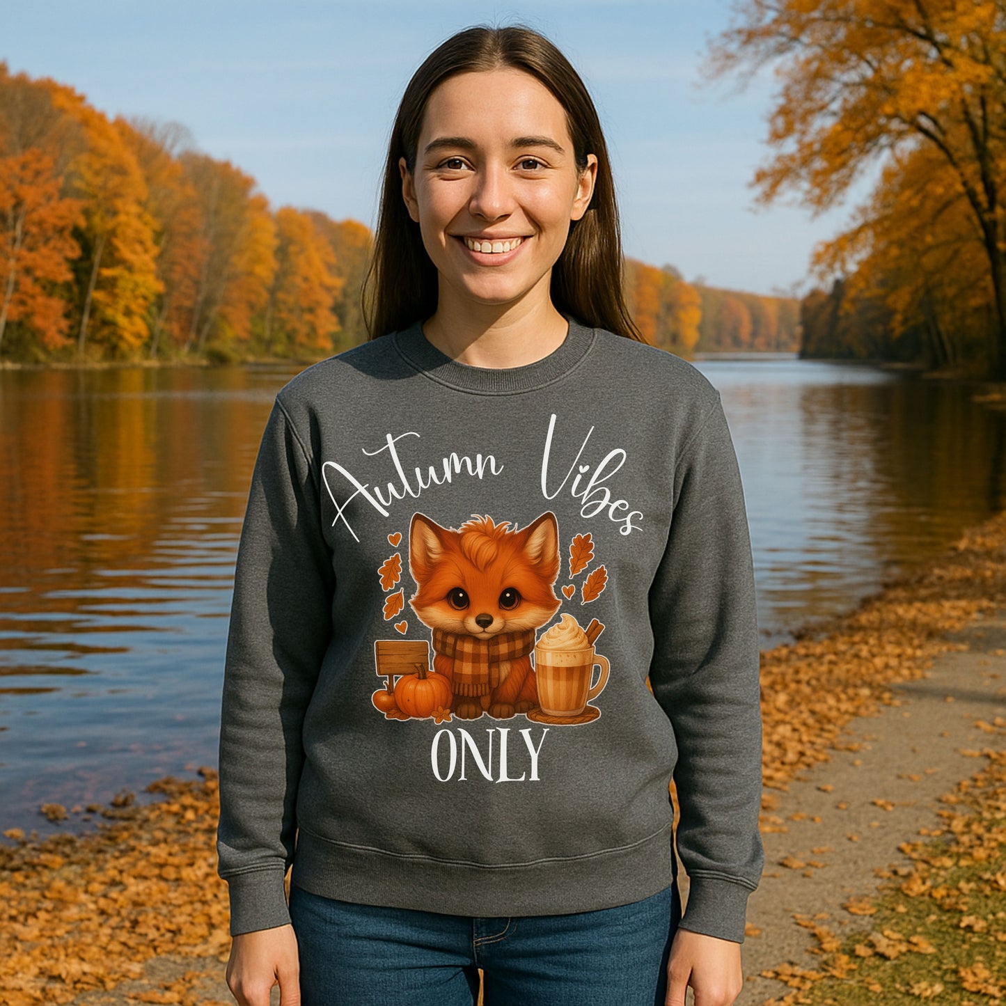 Autumn Vibes Only Sweatshirt – Cute Fox Fall Shirt for Pumpkin Spice & Cozy Season Lovers