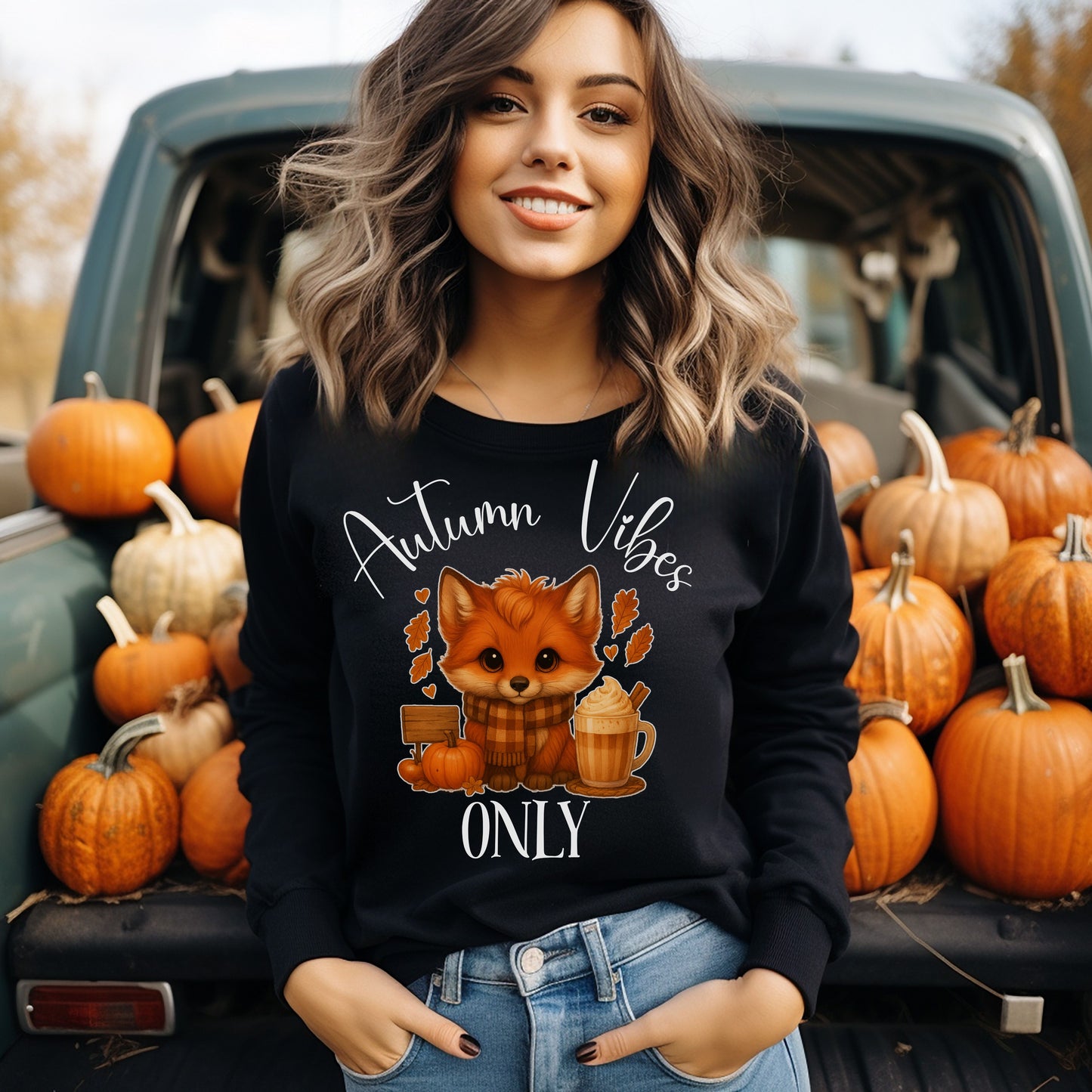Autumn Vibes Only Sweatshirt – Cute Fox Fall Shirt for Pumpkin Spice & Cozy Season Lovers