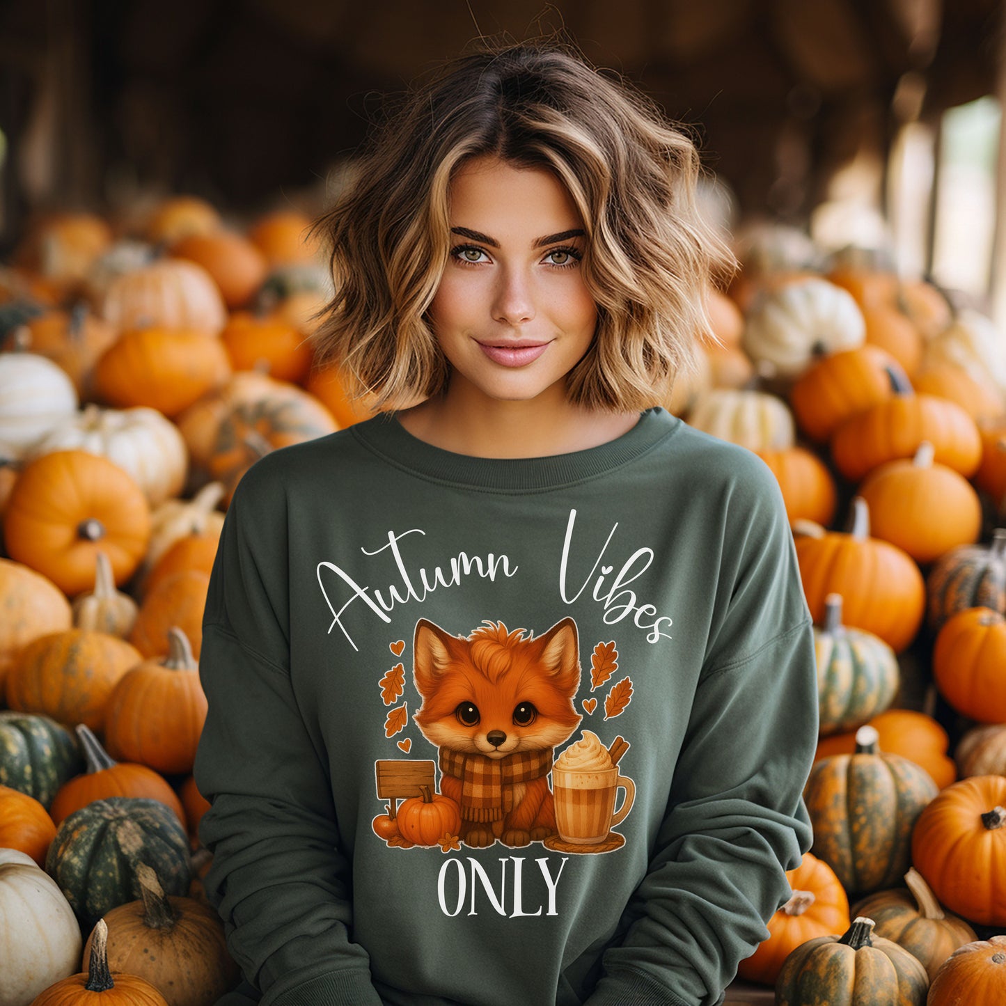 Autumn Vibes Only Sweatshirt – Cute Fox Fall Shirt for Pumpkin Spice & Cozy Season Lovers