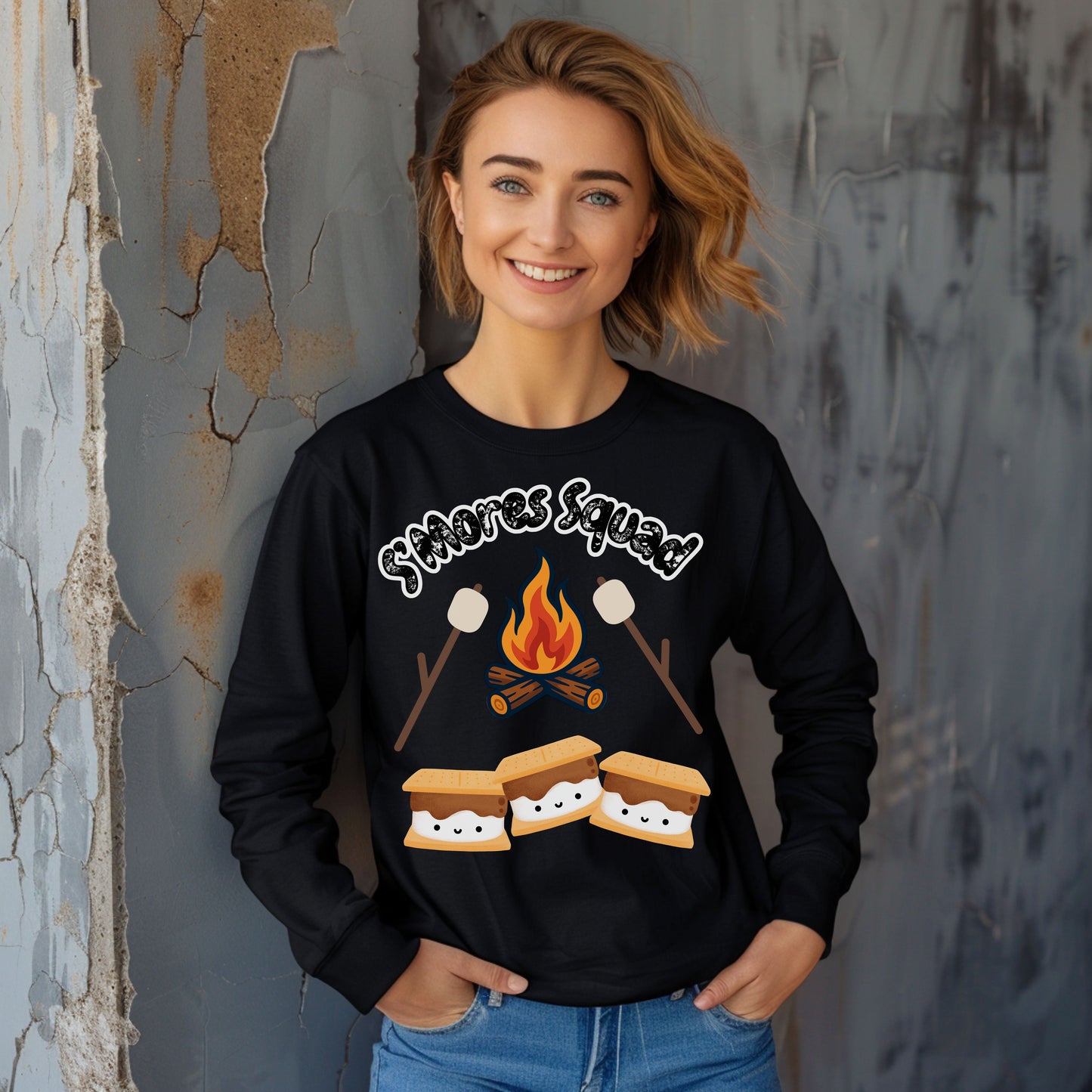 S'mores Squad Long Sleeve T-Shirt, Fun Camping Shirt, Summer Vibes Tee, Unisex Graphic Tee, Outdoor Adventure Outfit