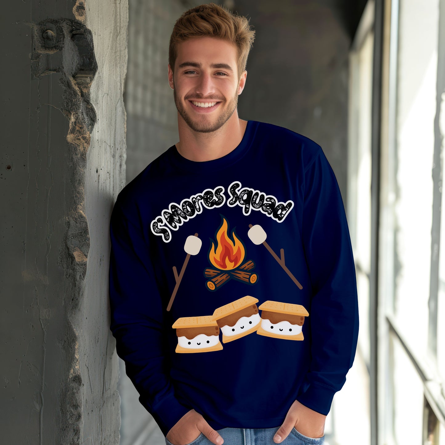 S'mores Squad Long Sleeve T-Shirt, Fun Camping Shirt, Summer Vibes Tee, Unisex Graphic Tee, Outdoor Adventure Outfit