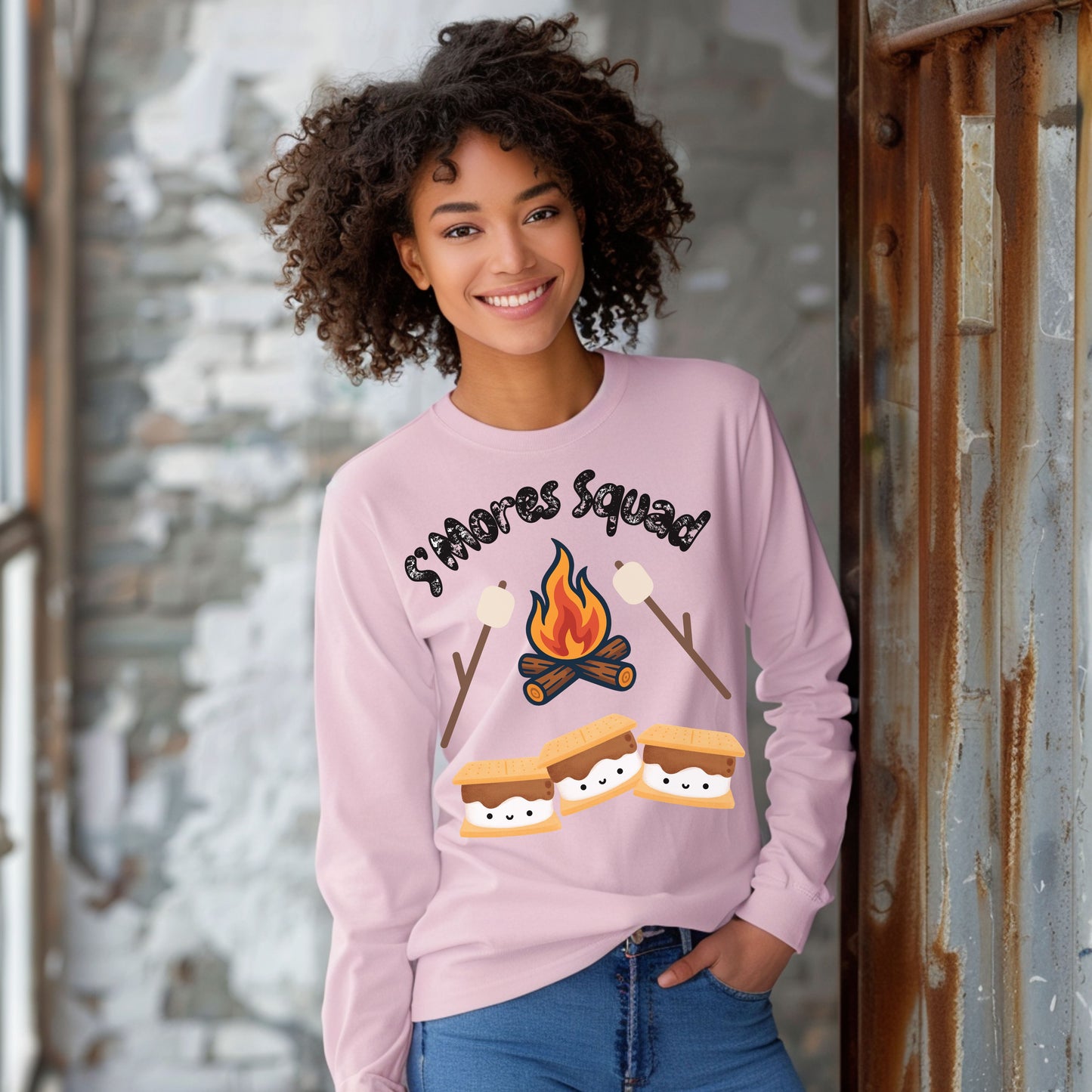 S'mores Squad Long Sleeve T-Shirt, Fun Camping Shirt, Summer Vibes Tee, Unisex Graphic Tee, Outdoor Adventure Outfit