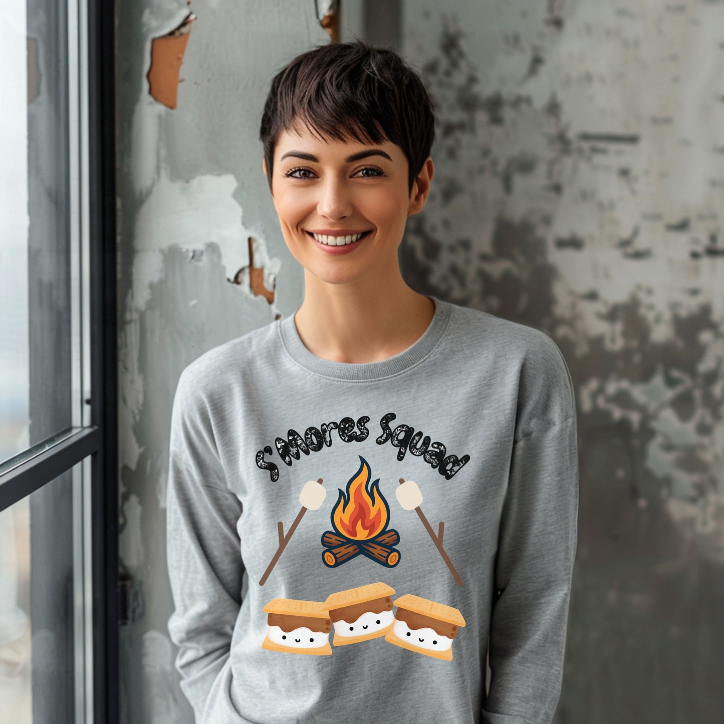 S'mores Squad Long Sleeve T-Shirt, Fun Camping Shirt, Summer Vibes Tee, Unisex Graphic Tee, Outdoor Adventure Outfit