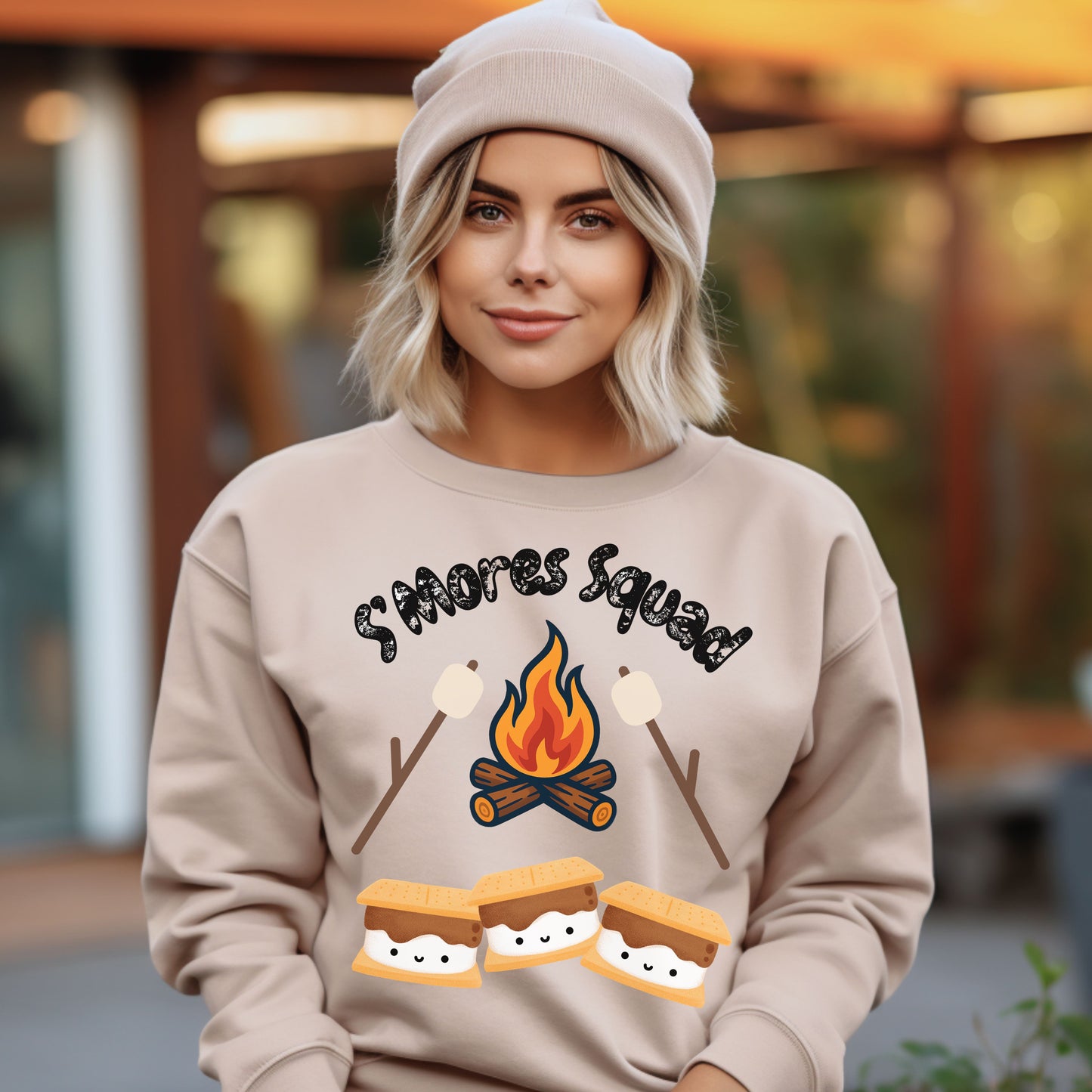 S'mores Squad Sweatshirt, Fun Camping Shirt, Unisex Graphic Sweatshirt, Outdoor Adventure Outfit