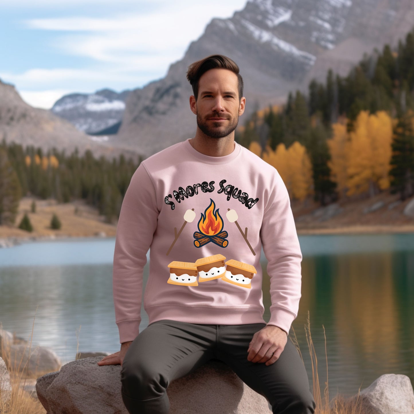 S'mores Squad Sweatshirt, Fun Camping Shirt, Unisex Graphic Sweatshirt, Outdoor Adventure Outfit