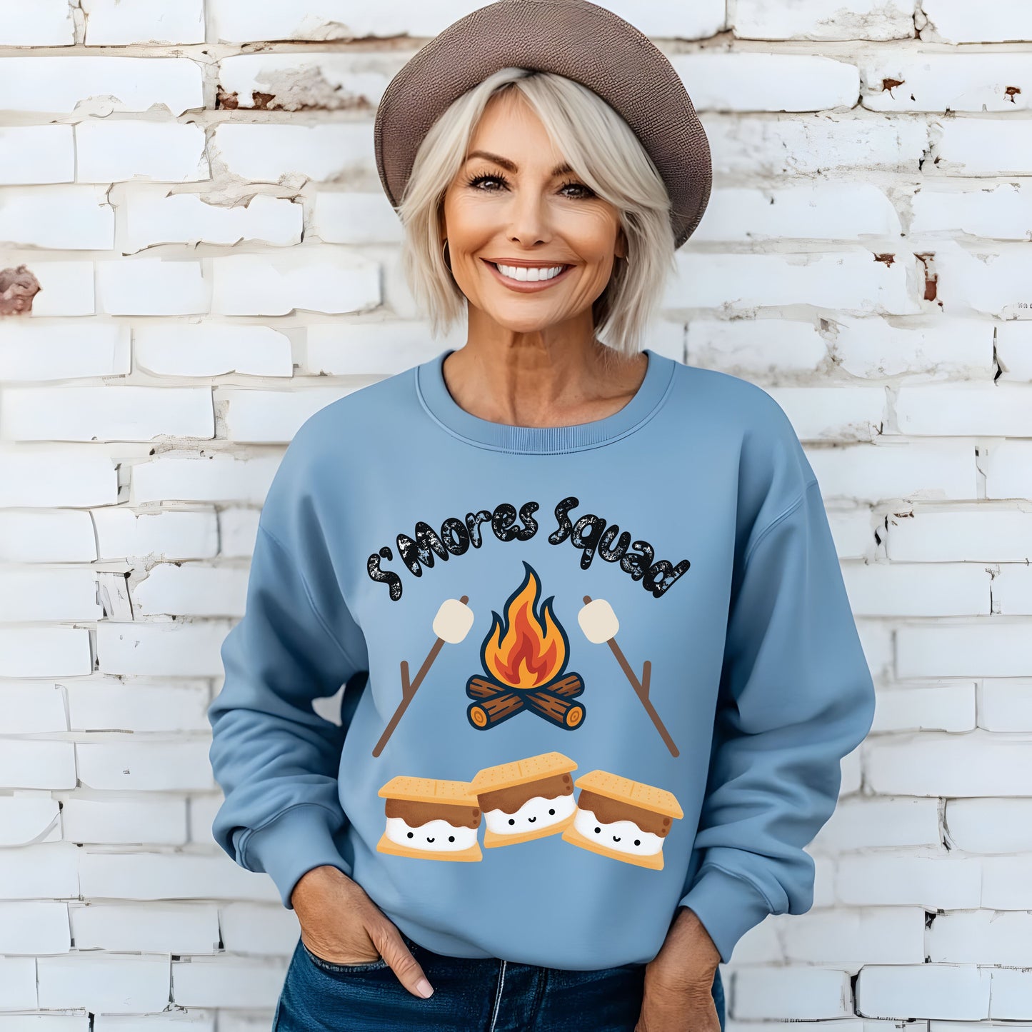 S'mores Squad Sweatshirt, Fun Camping Shirt, Unisex Graphic Sweatshirt, Outdoor Adventure Outfit