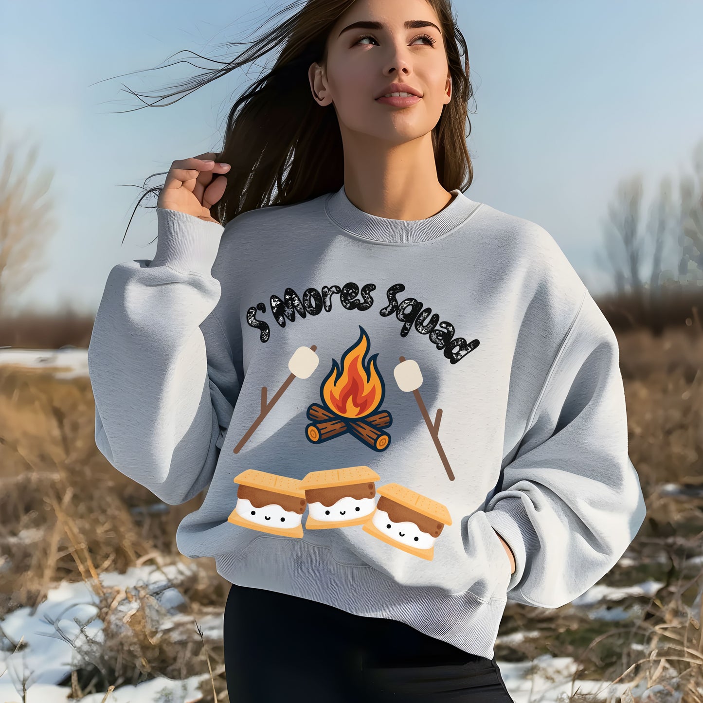 S'mores Squad Sweatshirt, Fun Camping Shirt, Unisex Graphic Sweatshirt, Outdoor Adventure Outfit