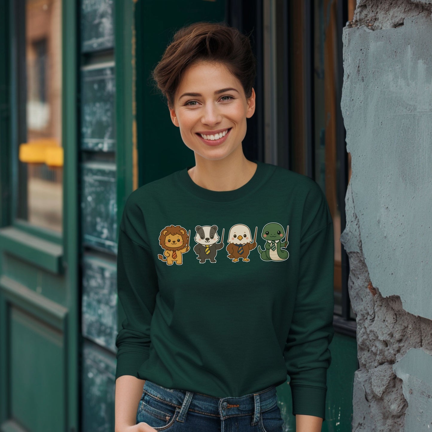 Cute Wizard Animal Mascots Long Sleeve T-Shirt – Magical Creatures Tee