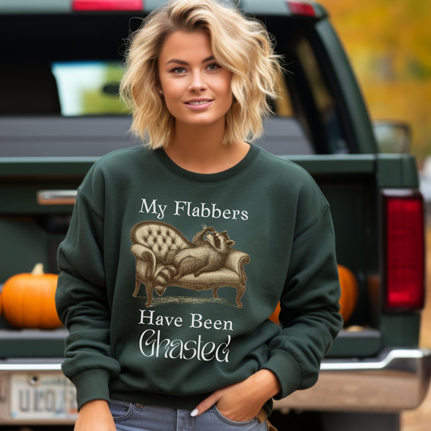 My Flabbers Have Been Ghasted Raccoon Sweatshirt – Funny Vintage-Style Animal Shirt, Sarcastic Retro Sweatshirt for Introverts & Humor Lovers