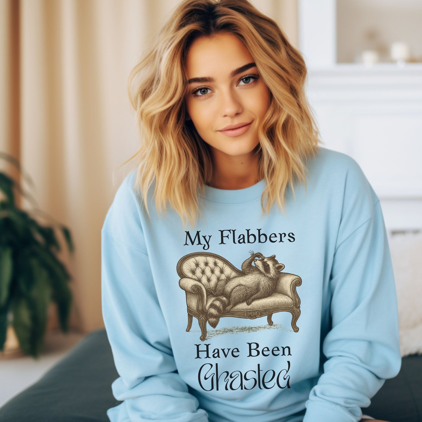 My Flabbers Have Been Ghasted Raccoon Sweatshirt – Funny Vintage-Style Animal Shirt, Sarcastic Retro Sweatshirt for Introverts & Humor Lovers