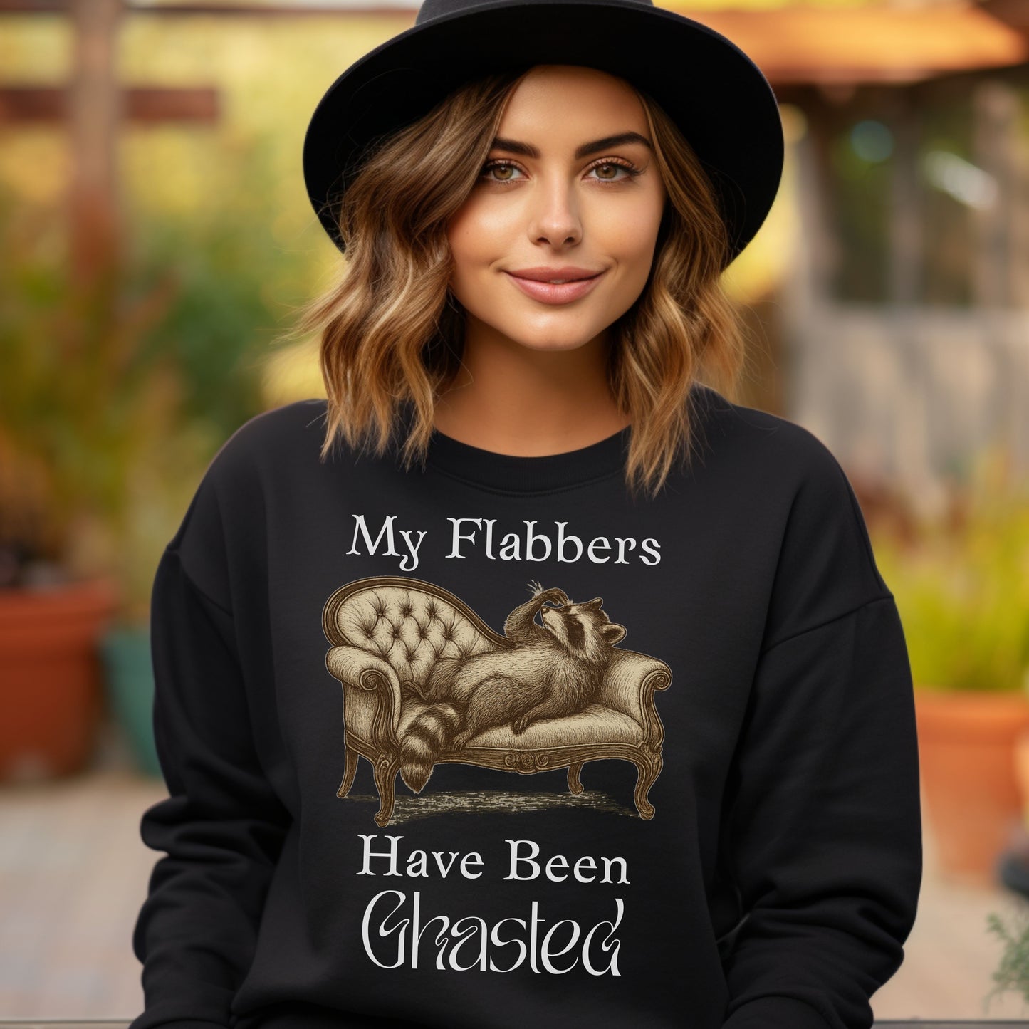 My Flabbers Have Been Ghasted Raccoon Sweatshirt – Funny Vintage-Style Animal Shirt, Sarcastic Retro Sweatshirt for Introverts & Humor Lovers