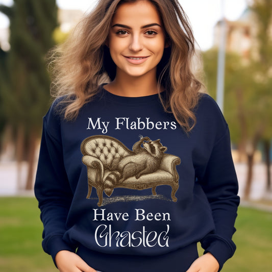My Flabbers Have Been Ghasted Raccoon Sweatshirt – Funny Vintage-Style Animal Shirt, Sarcastic Retro Sweatshirt for Introverts & Humor Lovers