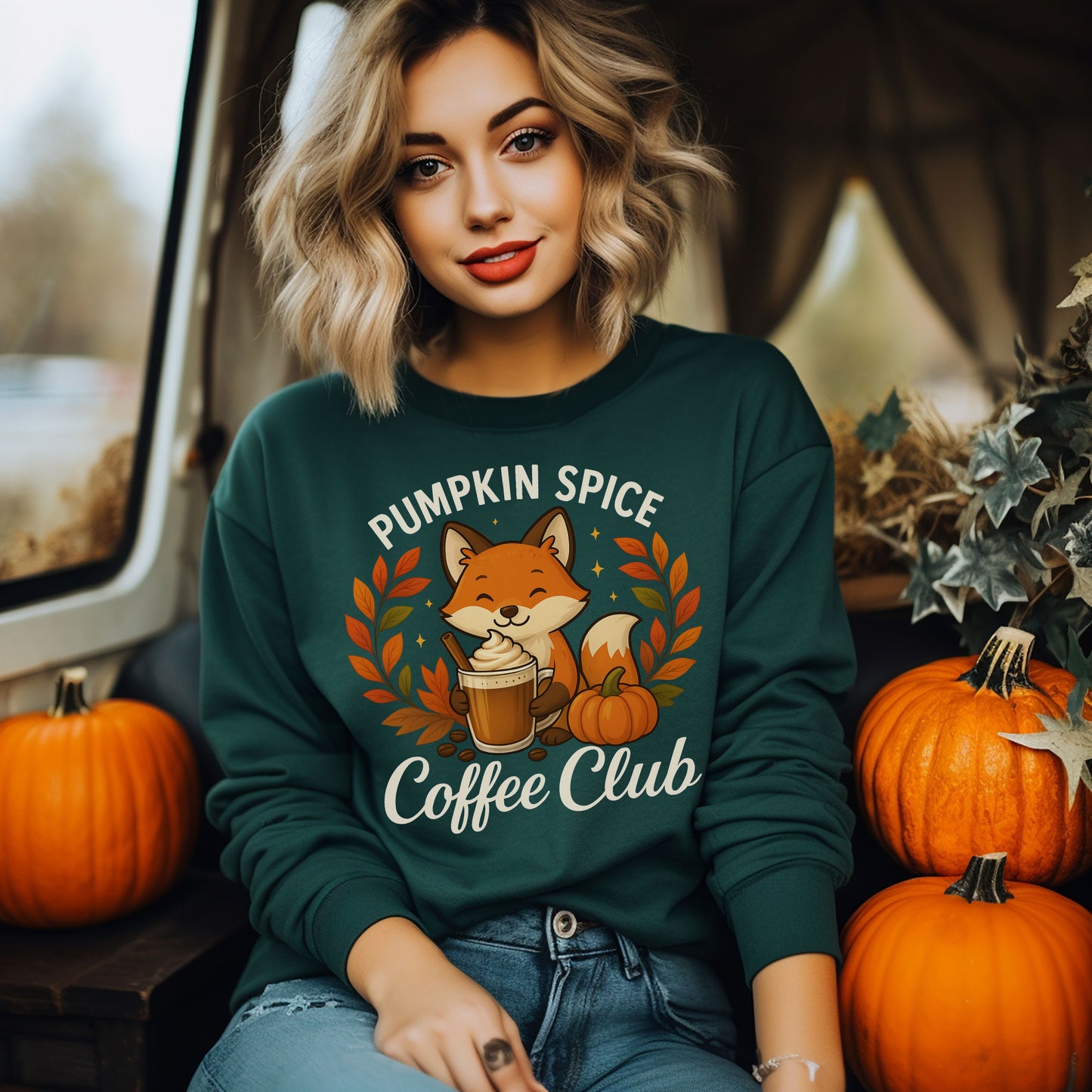 Pumpkin Spice Coffee Club Sweatshirt | Cozy Autumn Apparel, Fall Shirt, Fox Graphic Shirt, Unisex Fashion, Gift for Coffee Lovers
