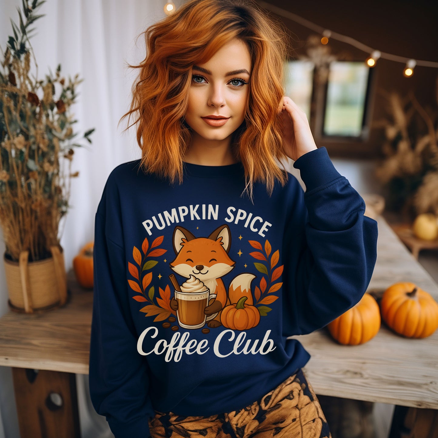 Pumpkin Spice Coffee Club Sweatshirt | Cozy Autumn Apparel, Fall Shirt, Fox Graphic Shirt, Unisex Fashion, Gift for Coffee Lovers