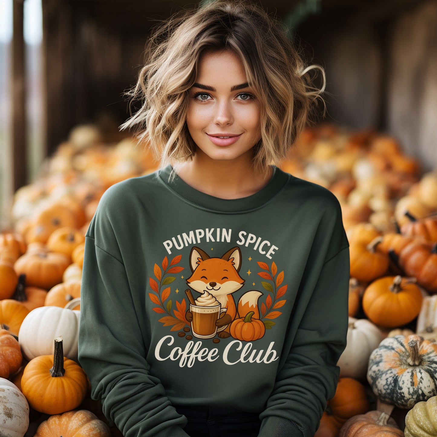 Pumpkin Spice Coffee Club Sweatshirt | Cozy Autumn Apparel, Fall Shirt, Fox Graphic Shirt, Unisex Fashion, Gift for Coffee Lovers