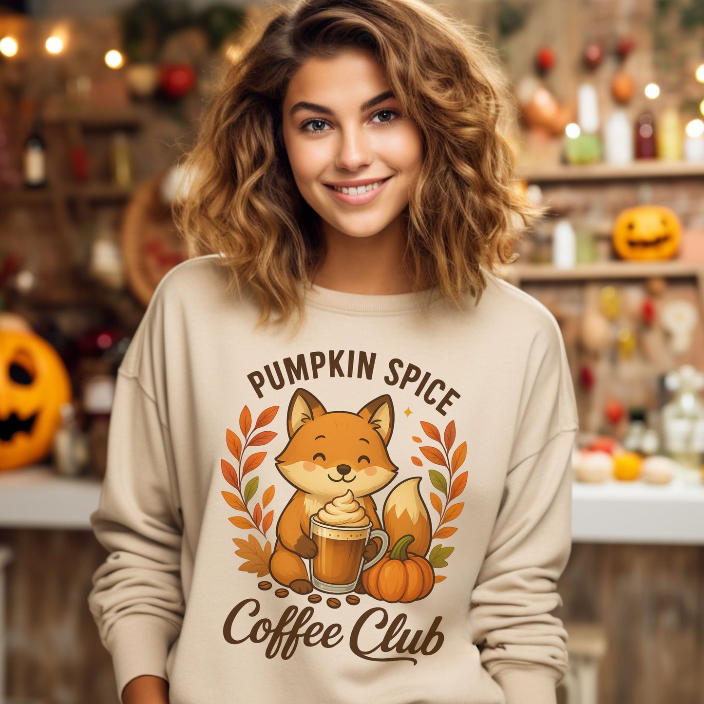Pumpkin Spice Coffee Club Sweatshirt | Cozy Autumn Apparel, Fall Shirt, Fox Graphic Shirt, Unisex Fashion, Gift for Coffee Lovers