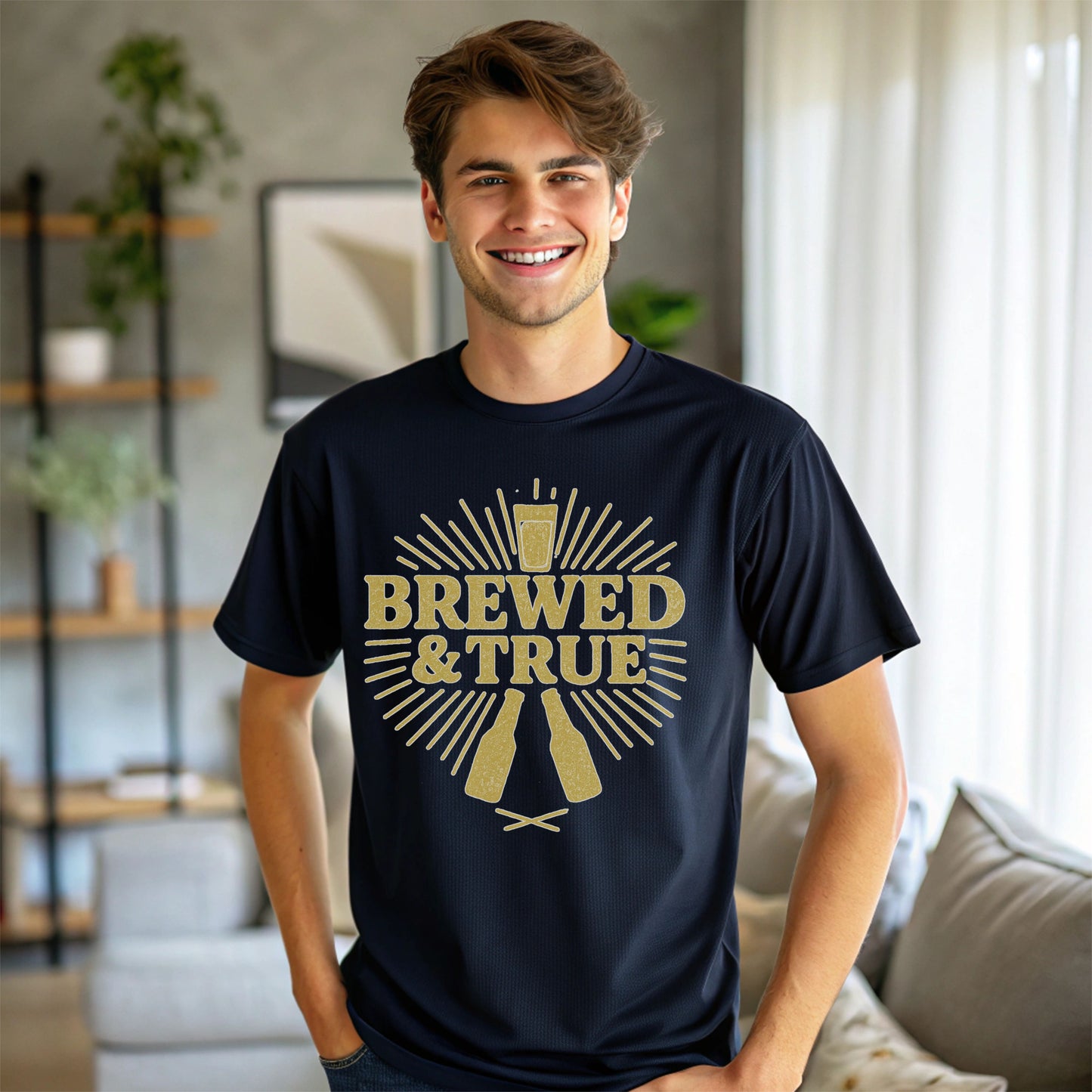 Brewed & True Retro Beer T-Shirt – Vintage Craft Beer Drinking Tee for Men & Women