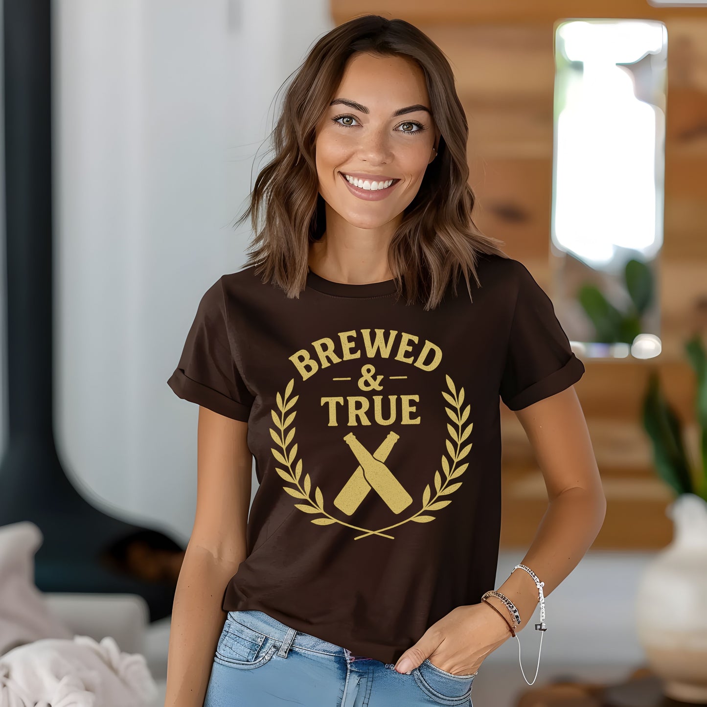 Brewed & True Laurel Crest Beer T-Shirt – Craft Beer Drinking Tee for Men & Women