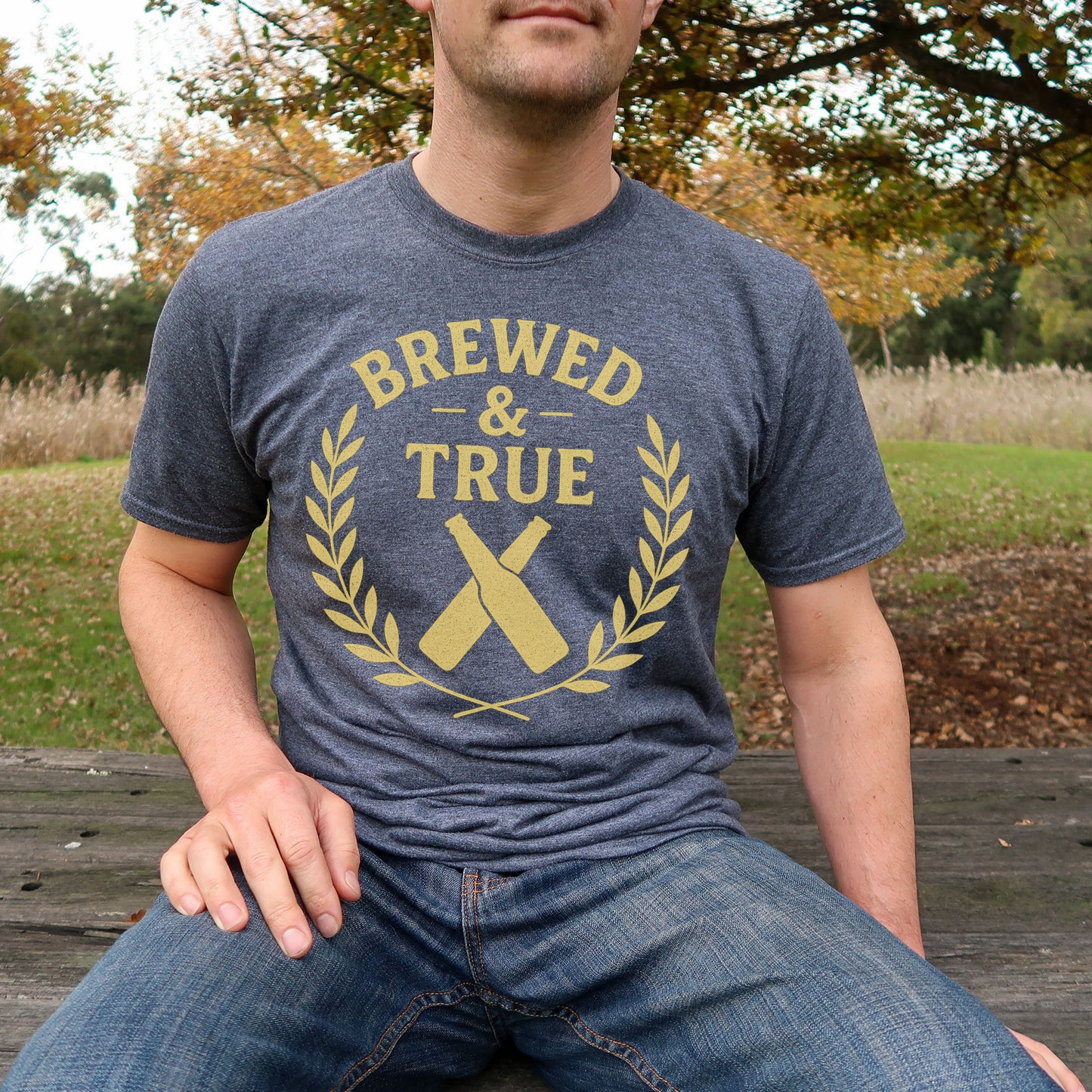 Brewed & True Laurel Crest Beer T-Shirt – Craft Beer Drinking Tee for Men & Women