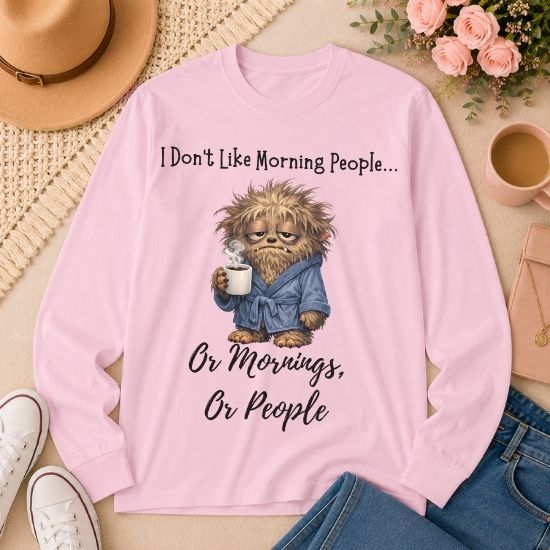 Funny Morning Person Long Sleeve Shirt, I Don’t Like Morning People Shirt, Coffee Lover Long Sleeve Tee, Introvert Humor Shirt, Sarcastic Graphic Tee, Funny Coffee Shirt, Cozy Casual Shirt