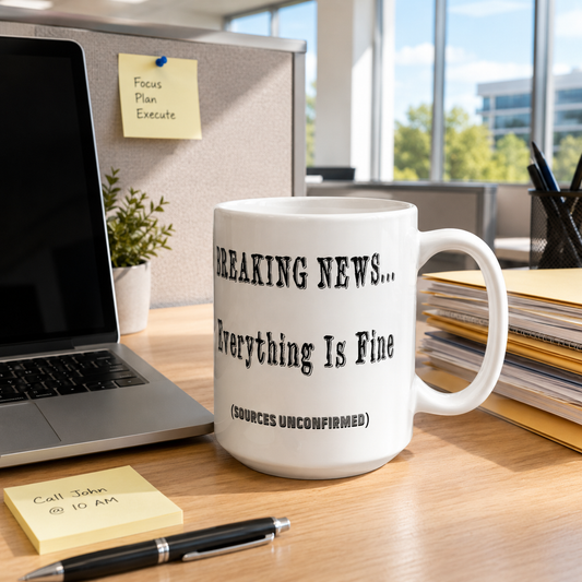 Breaking News Everything Is Fine Mug Funny Squirrel Coffee Mug Office Humor Coffee Cup Reporter Squirrel Gift