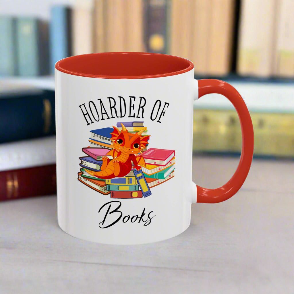 Hoarder of Books Accent Mug - Funny Book Lover Coffee Cup - Perfect Gift for Readers