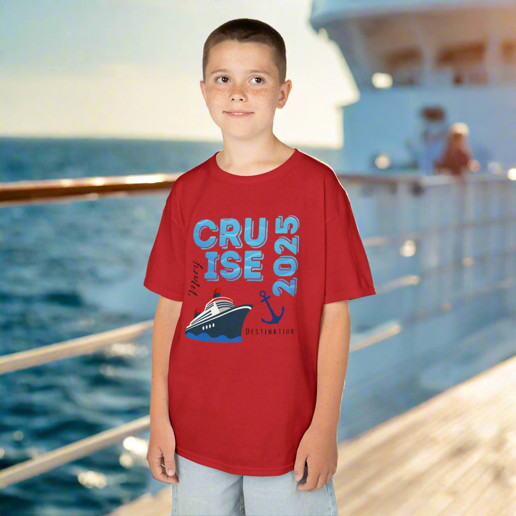 Kids Tee - Cruise Adventure Unisex T-Shirt, Personalized “Cruise” T-Shirt with Ship Graphic , Custom Name Vacation Tee, Travel Shirt, Nautical Apparel, Gifts for Cruisers, Summer Trip Outfit