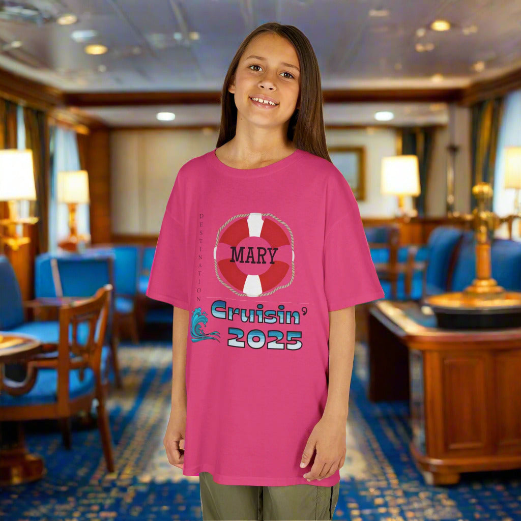 Kids Tee, Custom “Cruisin' ” Cruise Vacation T-Shirt, Cruisin' Unisex Softstyle T-Shirt, Summer Vacation Tee, Beach Trip Apparel, Gift for Travel Lovers, Nautical Theme Shirt, Personalized with Name