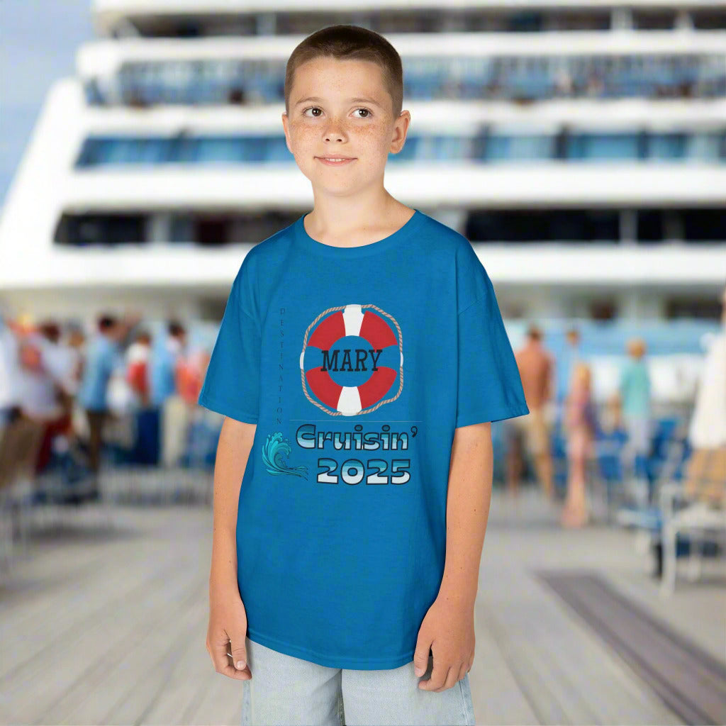 Kids Tee, Custom “Cruisin' ” Cruise Vacation T-Shirt, Cruisin' Unisex Softstyle T-Shirt, Summer Vacation Tee, Beach Trip Apparel, Gift for Travel Lovers, Nautical Theme Shirt, Personalized with Name