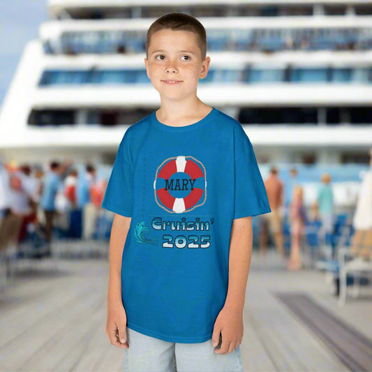 Kids Tee, Custom “Cruisin' ” Cruise Vacation T-Shirt, Cruisin' Unisex Softstyle T-Shirt, Summer Vacation Tee, Beach Trip Apparel, Gift for Travel Lovers, Nautical Theme Shirt, Personalized with Name