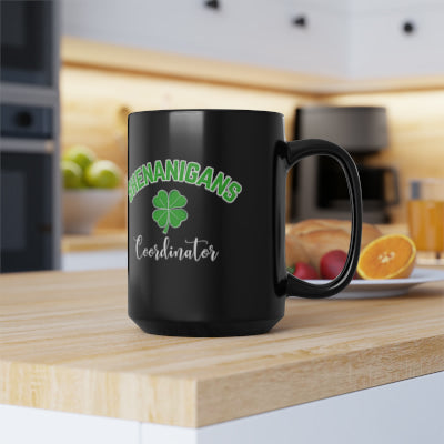 Shenanigans Coordinator Mug - Funny St. Patrick's Day Coffee Cup with Shamrock Design - Perfect Gift for Leprechaun Lovers & Holiday Humor
