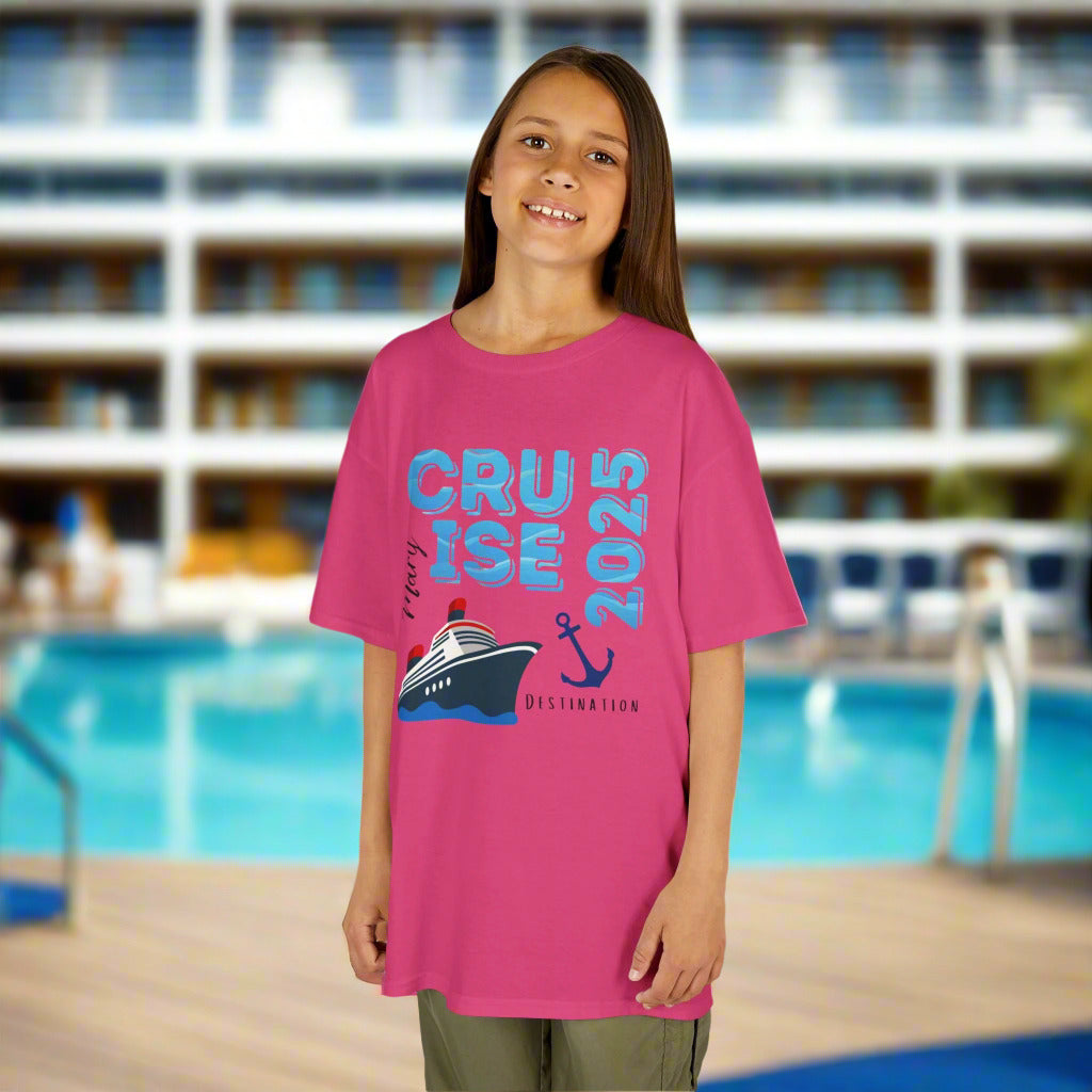 Kids Tee - Cruise Adventure Unisex T-Shirt, Personalized “Cruise” T-Shirt with Ship Graphic , Custom Name Vacation Tee, Travel Shirt, Nautical Apparel, Gifts for Cruisers, Summer Trip Outfit