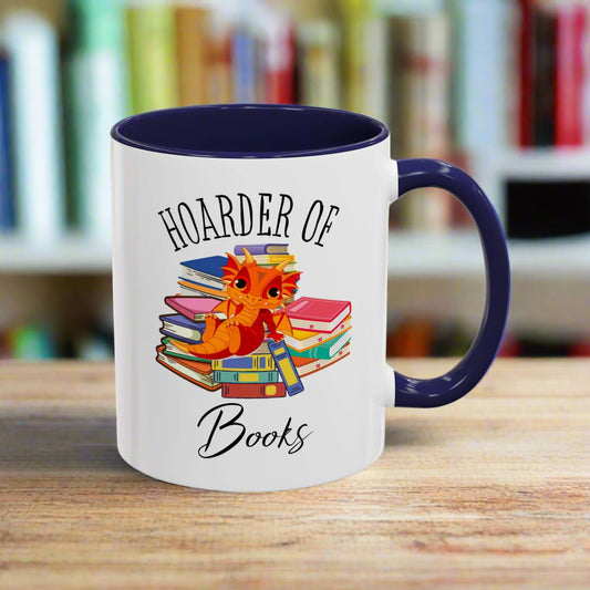 Hoarder of Books Accent Mug - Funny Book Lover Coffee Cup - Perfect Gift for Readers