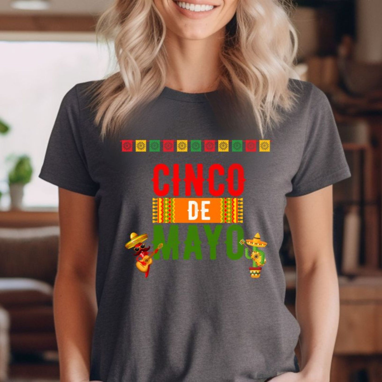 Cinco De Mayo T-Shirt with Chili Peppers, Fiesta Tee, Chili Pepper Shirt