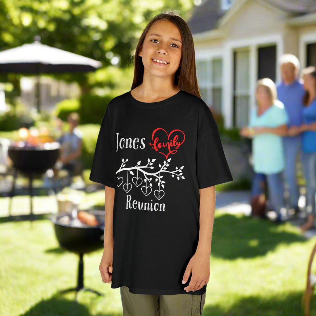 Kids Tee Family Reunion Heart T-Shirt , Family Gathering Shirt, Matching Family Tees, Personalized Family Apparel, Heart Unisex Softstyle Tee Fam1
