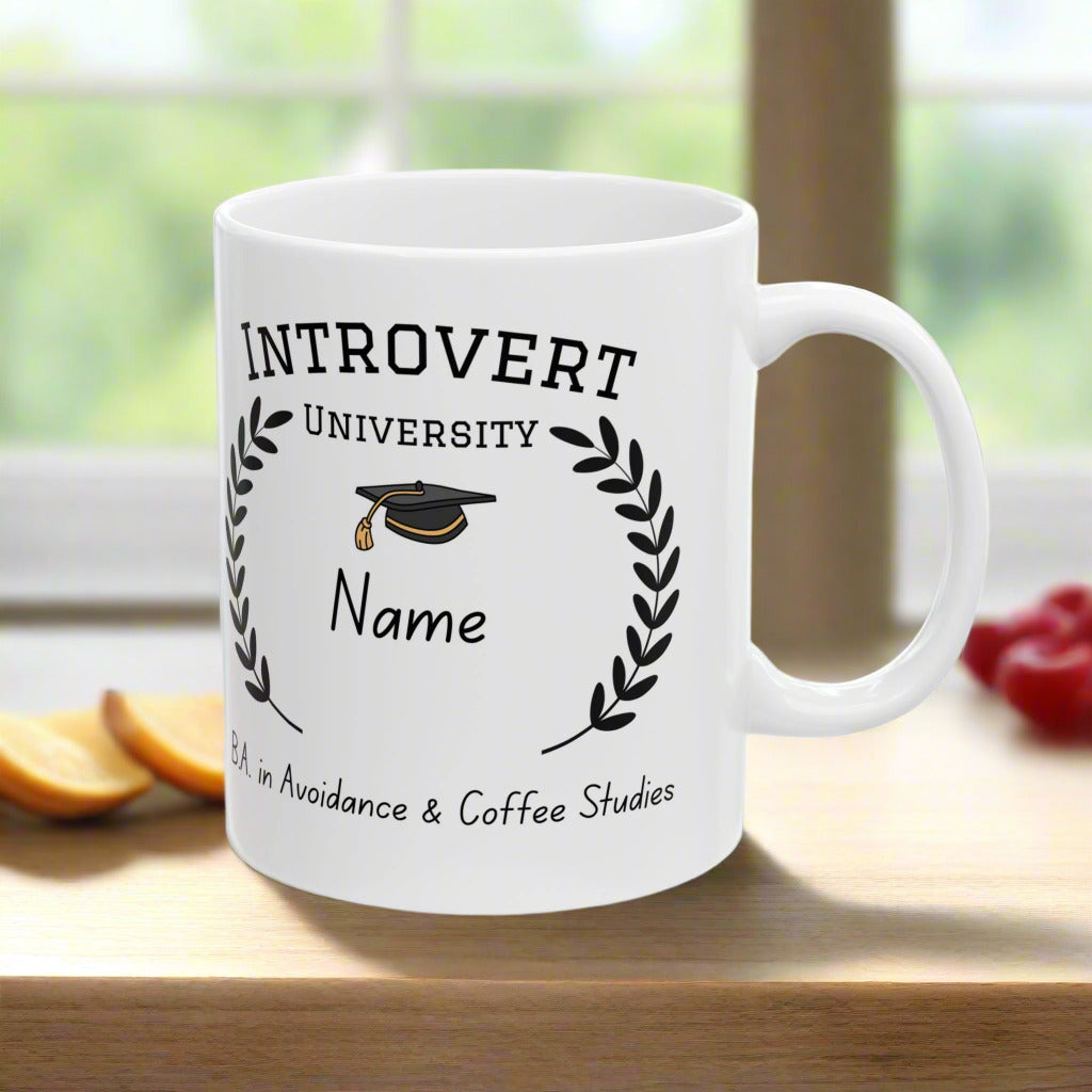 Introvert University Mug – Personalized Funny Coffee Gift
