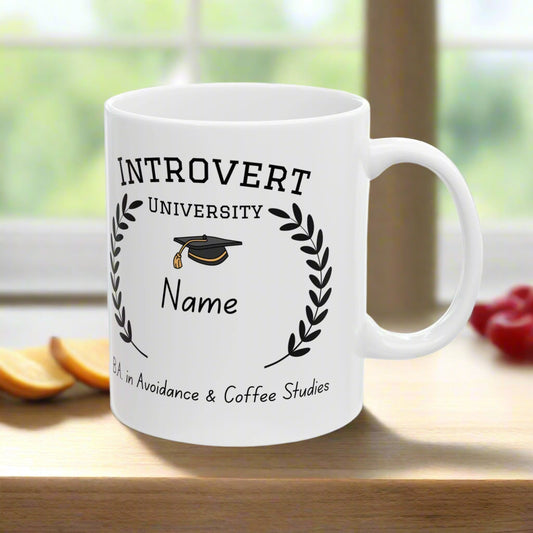 Introvert University Mug – Personalized Funny Coffee Gift