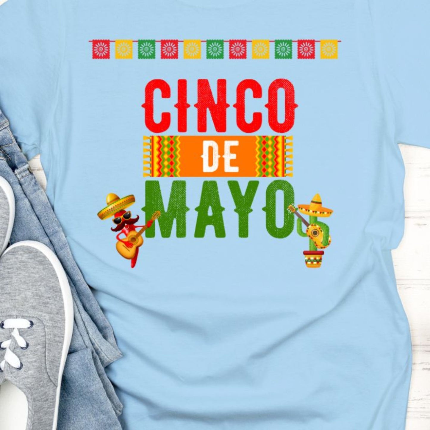 Cinco De Mayo T-Shirt with Chili Peppers, Fiesta Tee, Chili Pepper Shirt