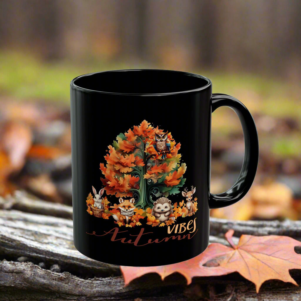 Autumn Vibes Mug Animal Lover Gift Woodland Animals Coffee Cup Animal Lover Mug Cute Animal Drinkware