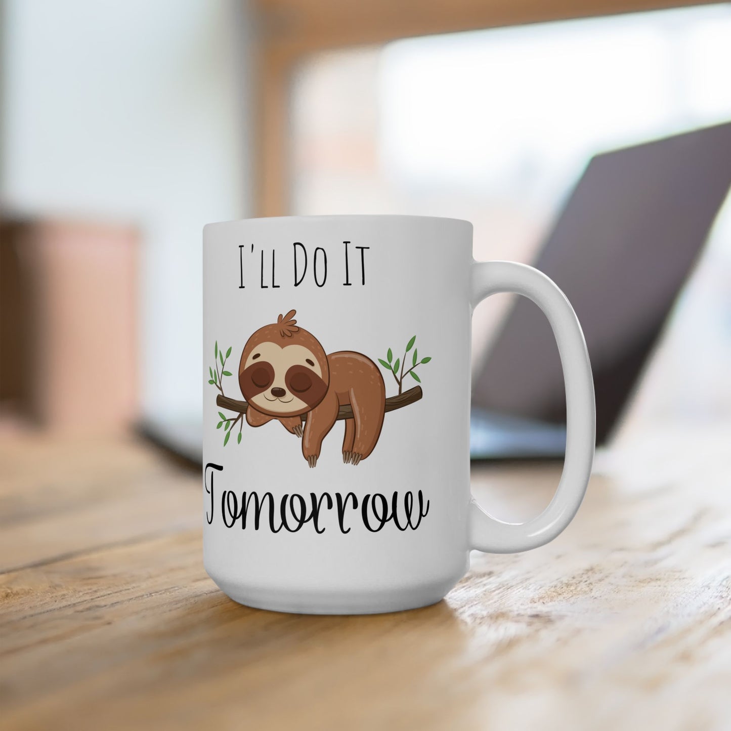“I’ll Do It Tomorrow” Sloth Coffee Mug – Funny Lazy Sloth Ceramic Cup for Procrastinators