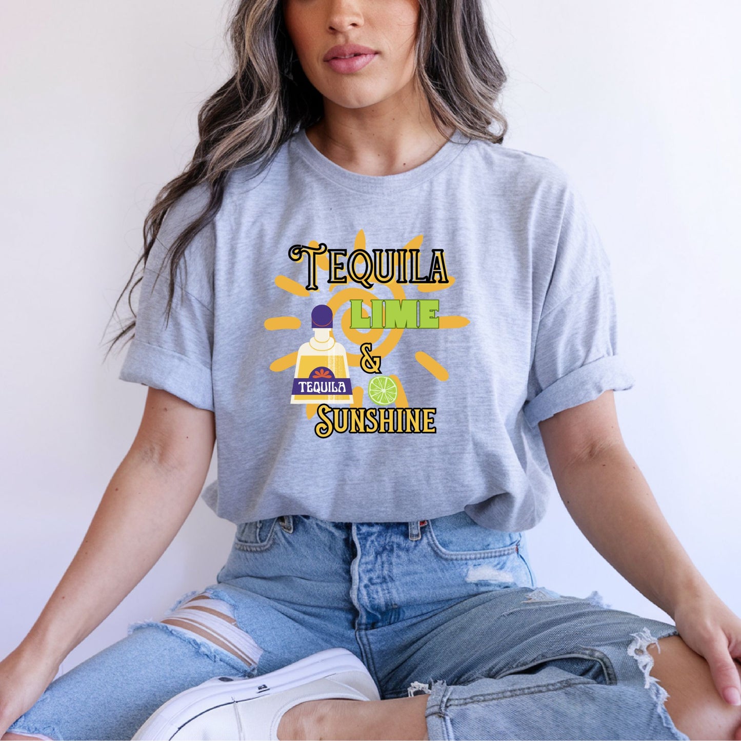Tequila Lime & Sunshine T-Shirt, Unisex Tee, Alcohol Lover Gift, Funny Graphic Shirt, Summer Vibes Top